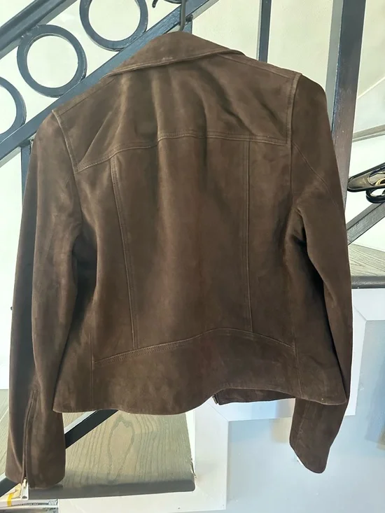 All Saints Brown Suede Moto Jacket NWOT - Picture 3 of 4